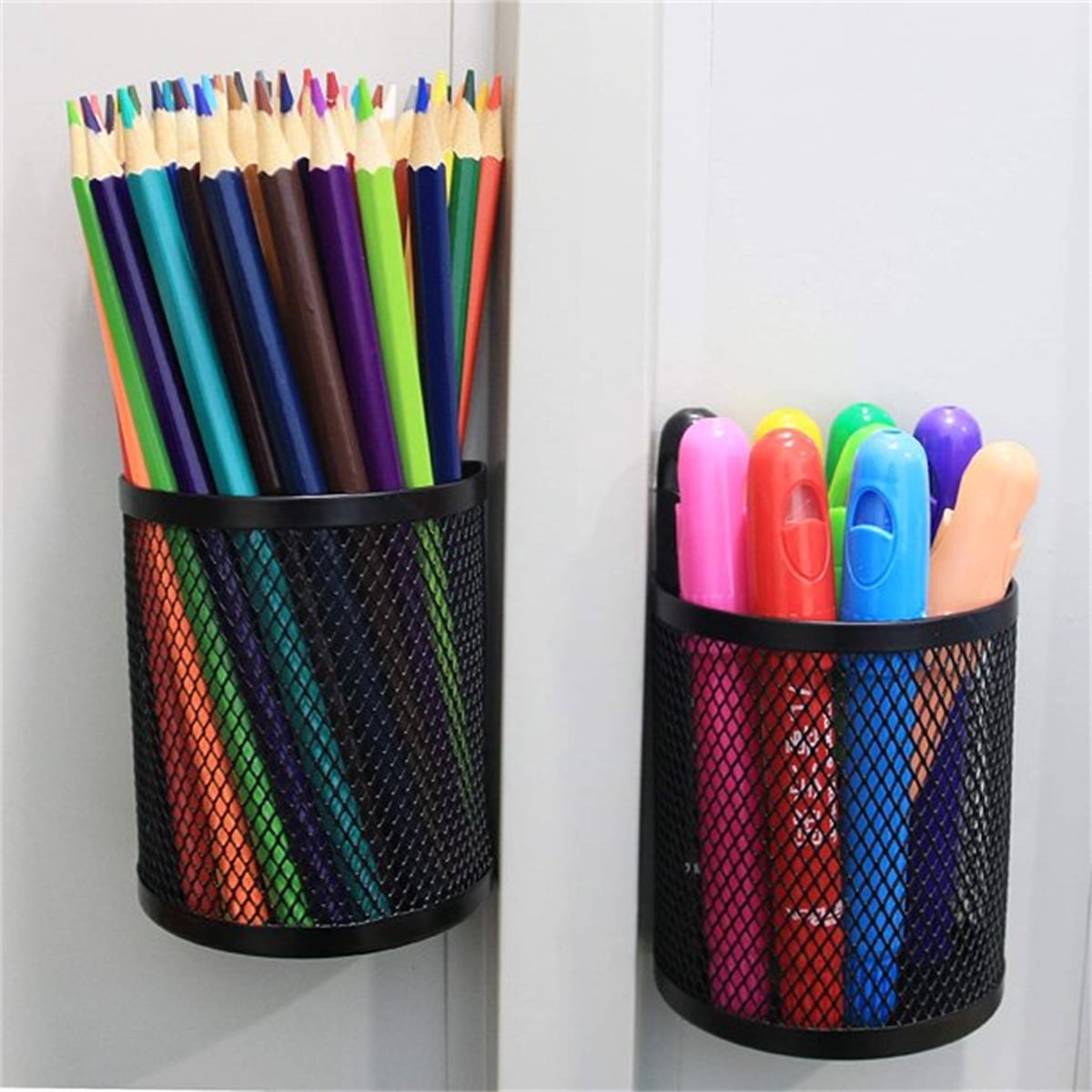 Casewin Magnetic Pencil Holder - Magnetic Locker Organizer, 2 Pack Pen Holder Locker Accessories for School and Office, Black