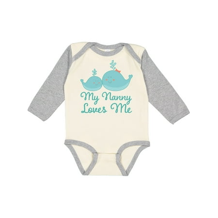 

Inktastic Nanny Loves Me Grandchild Whale Gift Baby Boy or Baby Girl Long Sleeve Bodysuit