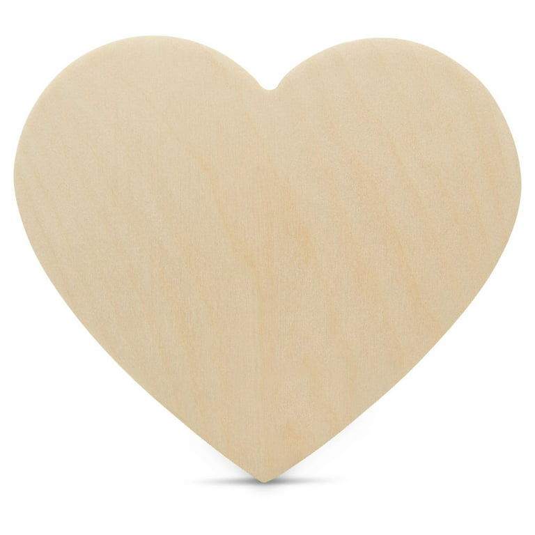 Wooden Heart Cutouts for Crafts 24 inch, 1/4 inch Thick, Pack of 10 Unfinished Heart Shaped Wooden Cutouts, by Woodpeckers