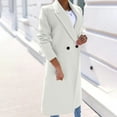 thumbnail image 4 of XFLWAM Trench Coats for Women Oversized Lapel Double Breasted Pea Coat Winter Wool Blend Jacket Trench Coat Long Coat White S, 4 of 8