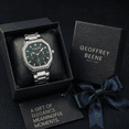 thumbnail image 5 of Men’s Silver Stainless Steel Dress Watch with Green Dial – Chronograph Style Quartz Wristwatch, Water Resistant, Elegant Business & Casual Watch for Men, 5 of 7