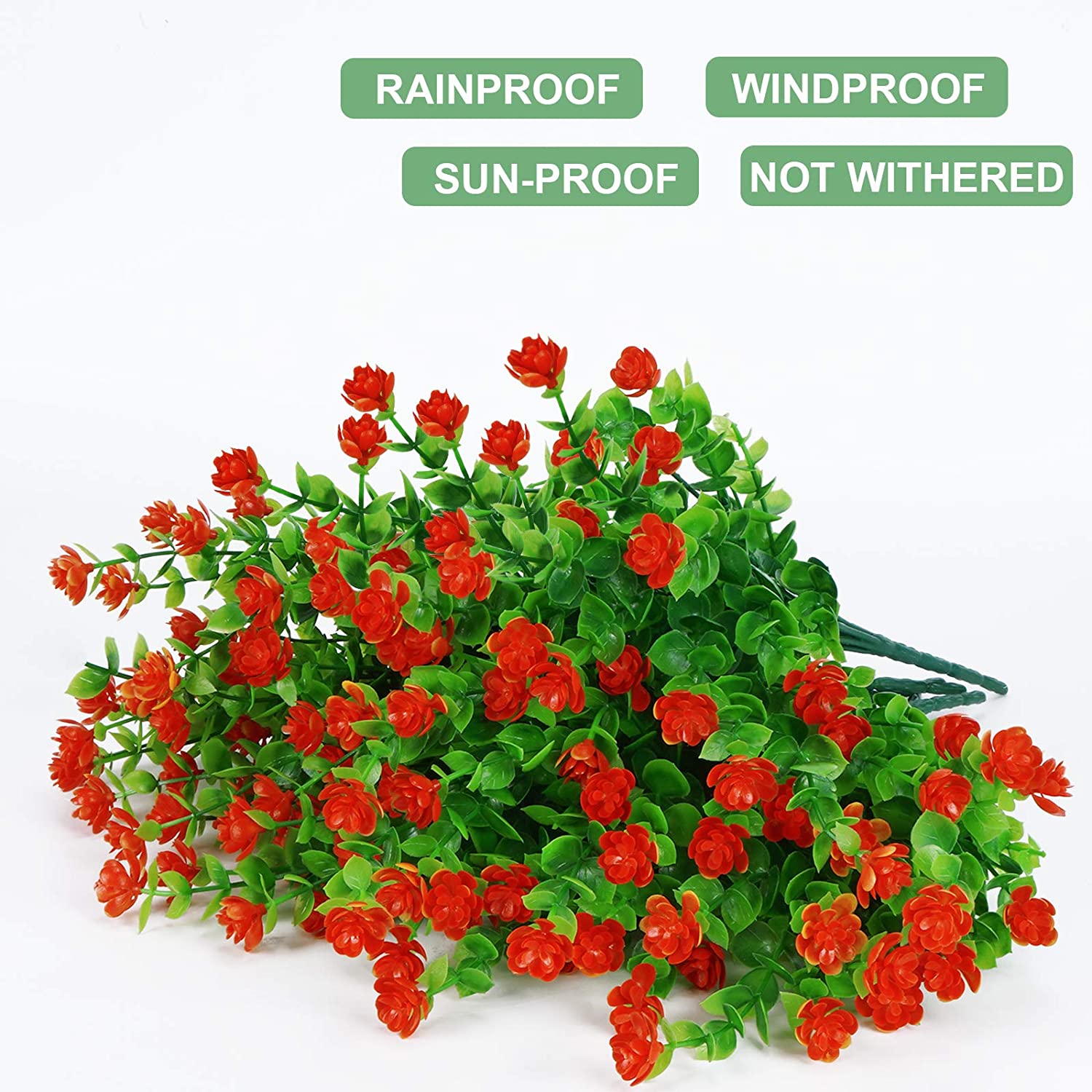 MAMOWEAR Artificial Flowers for Outdoor, 12PCS UV Resistant Fake Flowers for Decoration Indoor, No Fade Faux Plastic Hanging Plants Wedding Farmhouse Garden Porch Window Décor