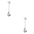 thumbnail image 3 of Cateissary Tenedores de frutas de acero inoxidable de mano con estilo interior escuela oficina restaurante vegetales Muffin cubiertos cuchara de Cuchara de plata 2Conjunto, 3 of 6
