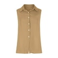 thumbnail image 4 of FAVIPT Plus Size Linen Shirts for Women Sleeveless V Neck Soft Tops Gauze Collared Solid Color Tunic Tees Casual Fashion Summer 2025 Blouses Khaki,S, 4 of 7