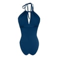 thumbnail image 5 of BiZtdJrK Women's Slimming One Piece Swimsuits Halter Neck Cutout Tummy Control Bathing Suit Ruched Fashion Beach Vacation Bathing Suit Dark Blue XL, 5 of 8