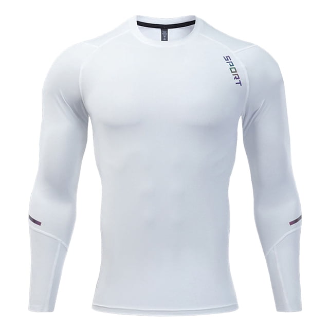 asjyhkr Mens Workout Compression Shirts Long Sleeve Crew Neck Quick Drying Gym Athletic High Performance T Shirts Tops