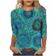 thumbnail image 1 of 3/4 Manga Túnica Tops para las Mujeres Casual Suelto Impreso Blusa, Cuello Redondo Suéter Camisa para el Uso Diario Del Hogar, 1 of 4