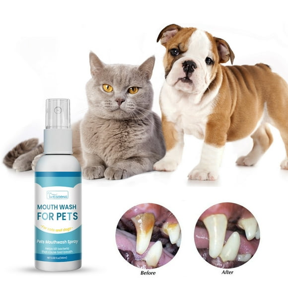 Qaailabf Pet Fresh Breath Teeth Spray for Dogs, 100ml, Natural Ingredients, Mint Flavor, Oral Care, Bad Breath Solution, Safe for All Dogs and Puppies
