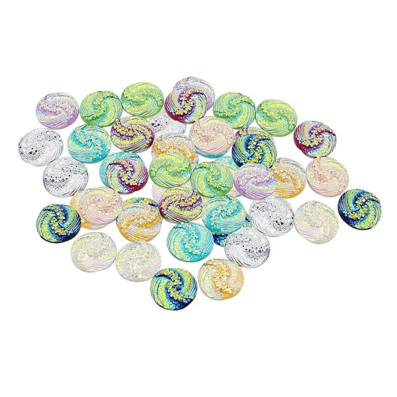 Rongfmy 50 Pieces Beads Flower Petal Resin Buttons Decor Crafts Jewelry Clothing DIY Multicolor