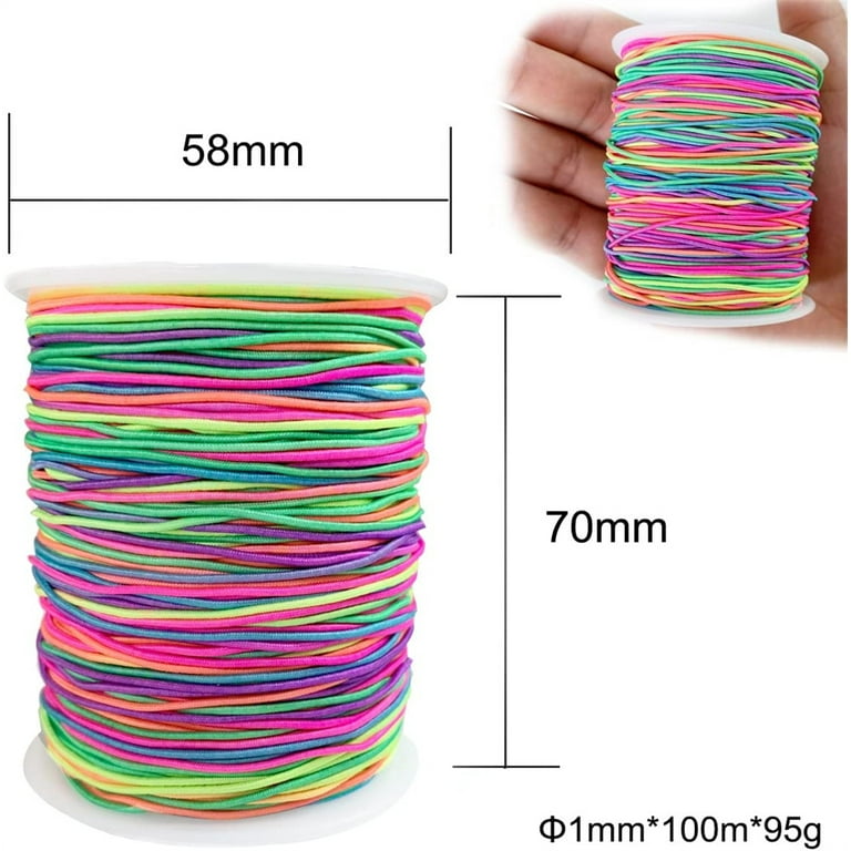 Nylon String for Bracelet Making, 100 m/109 Yards Rainbow Elastic Beading  String, 1mm Stretchy Elastic Cord Thread String for Bracelet Jewelry