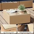 thumbnail image 5 of UPHA 5 Pieces Outdoor furniture Sets Patio Sectional Couch Wicker Conversation Sofa for Pools Outside, Gardens, Decks, Yellow Rattan, Navyblue Cushion, 5 of 10