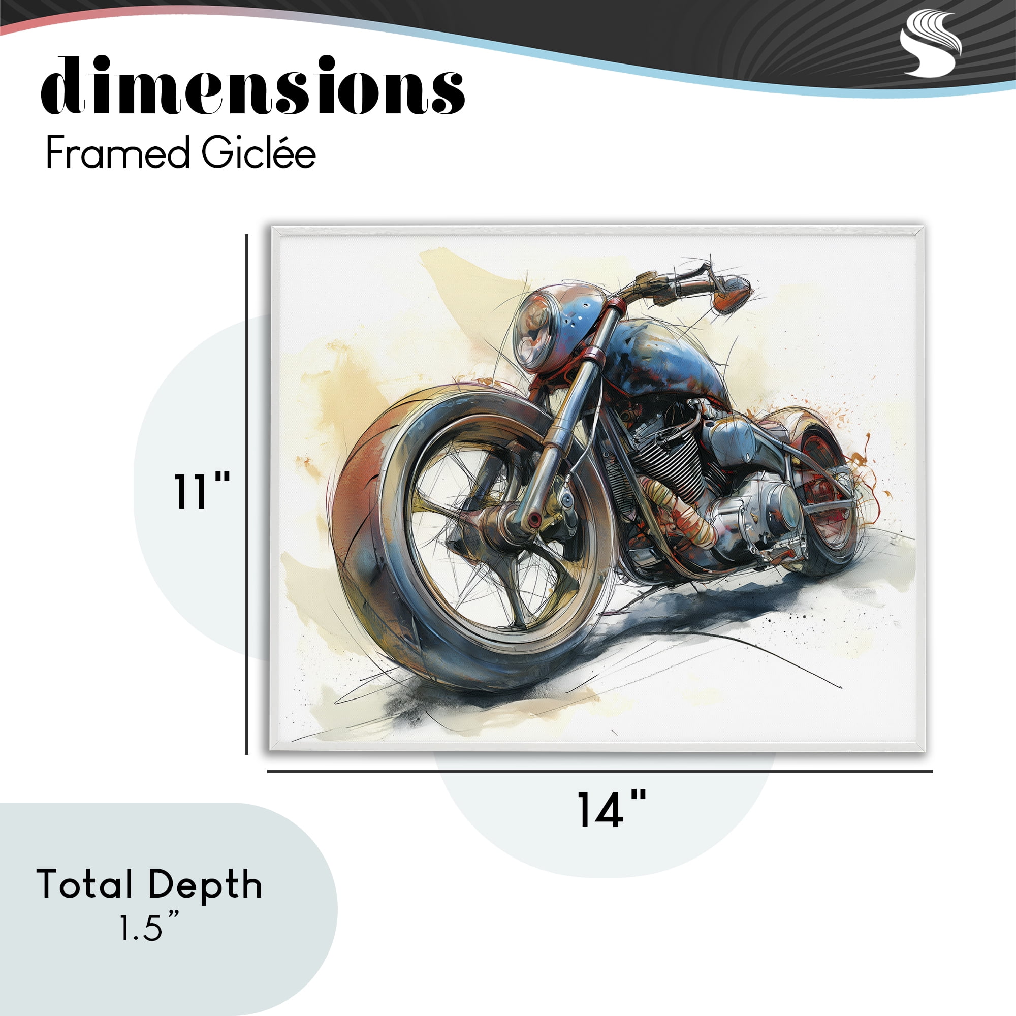 Stupell Industries Whimsical Motorcycle Concept White Framed Giclee Art, design by Steve Hunziker