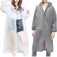 thumbnail image 1 of 2 Pcs Poncho de Pluie Réutilisable Imperméable Poncho Léger avec Capuche Imperméable pour Femmes Hommes Randonnée Camping Voyage (Transparent & Gris), 1 of 5
