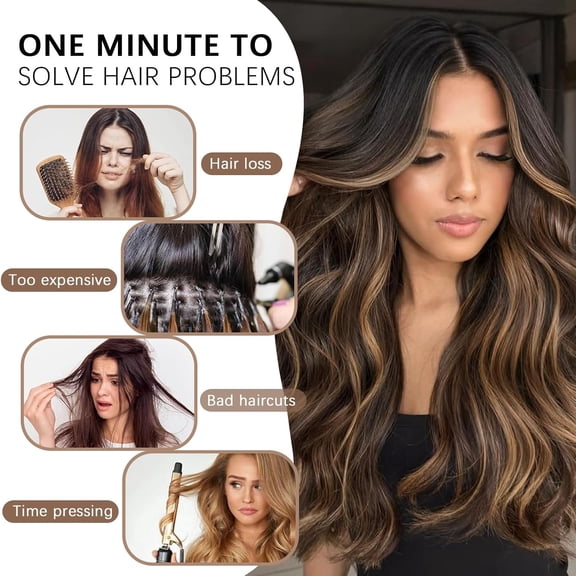 WEIF-4PCS Clip in Hair Extensions for Women Dark Brown Highlighted Caramel Blonde 20 Inch Long Wavy Synthetic Hair Extensions Clip Ins Thick Natural & Soft for Daily Use