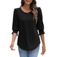thumbnail image 3 of Women's 2025 Fashion Tops 3/4 Sleeve T-Shirts Cute Crewneck Basic Business Tees Blouses, 3 of 8