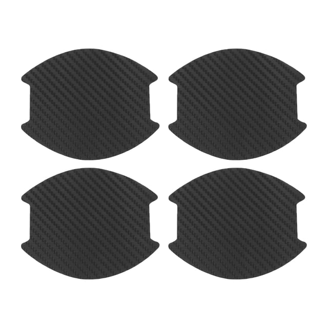 Calcomanía de copa de manija de puerta de coche 3D universal Unique Bargains, anti-rasguños, fibra de carbono negra, 4 piezas 83.5x94mm