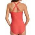 thumbnail image 2 of Csndyce Women One Piece Swimsuits V Neck Tummy Control Ruched Criss Cross-Back Bathing Suit Female, 2 of 6