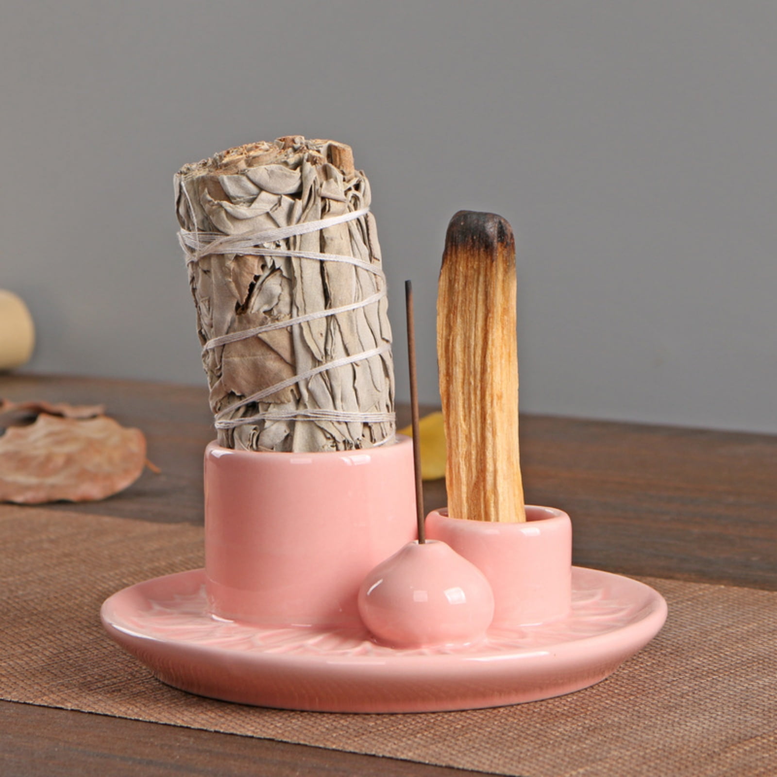 Multipurpose Ceramics Incenses Burners Holders for Santo Incenses Cones and Sages with Ashes Collector Tray