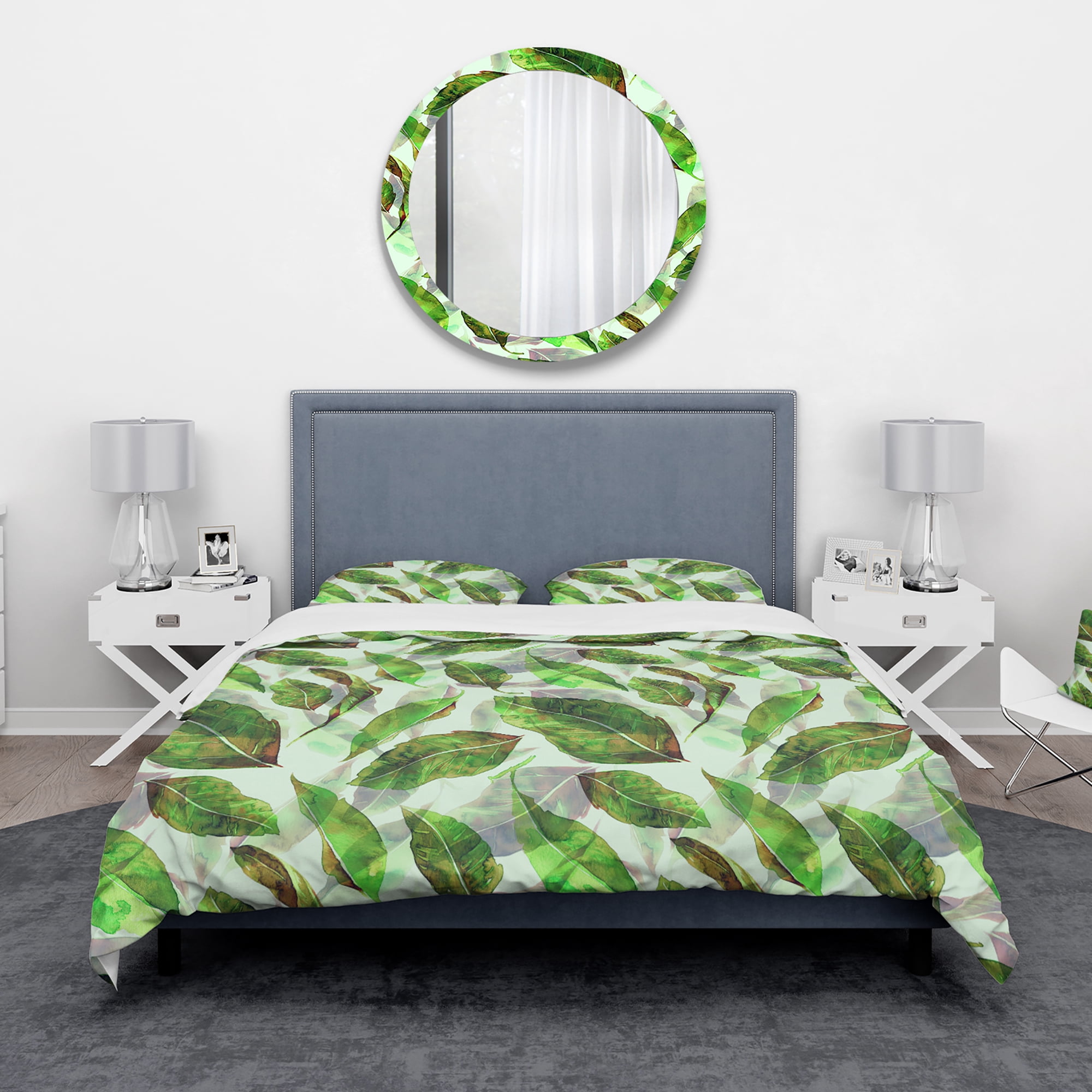 Designart 'Leaves Pattern' Modern & Contemporary Duvet Cover Set