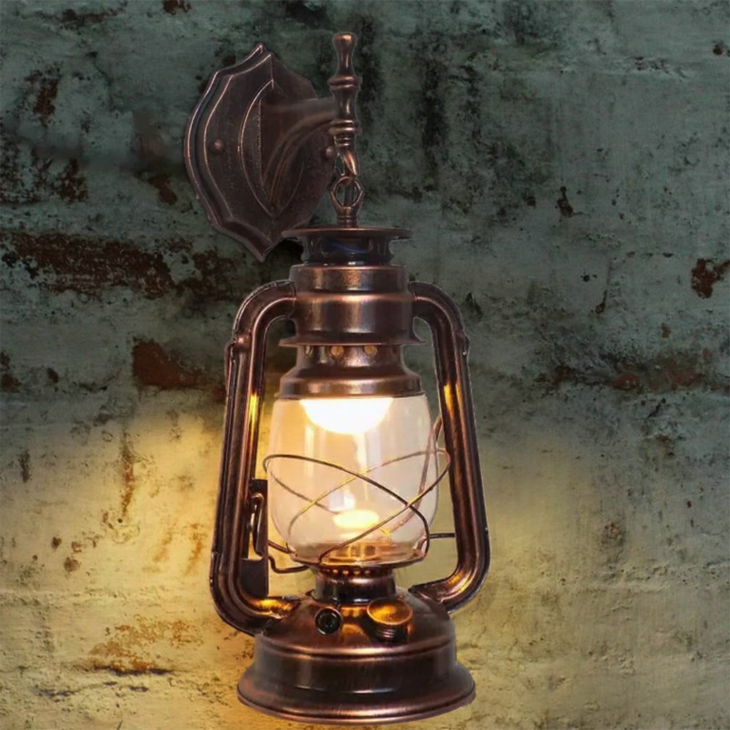 Retro Antique Vintage Rustic Lantern Lamp Wall Sconce Light Fixture Outdoor 