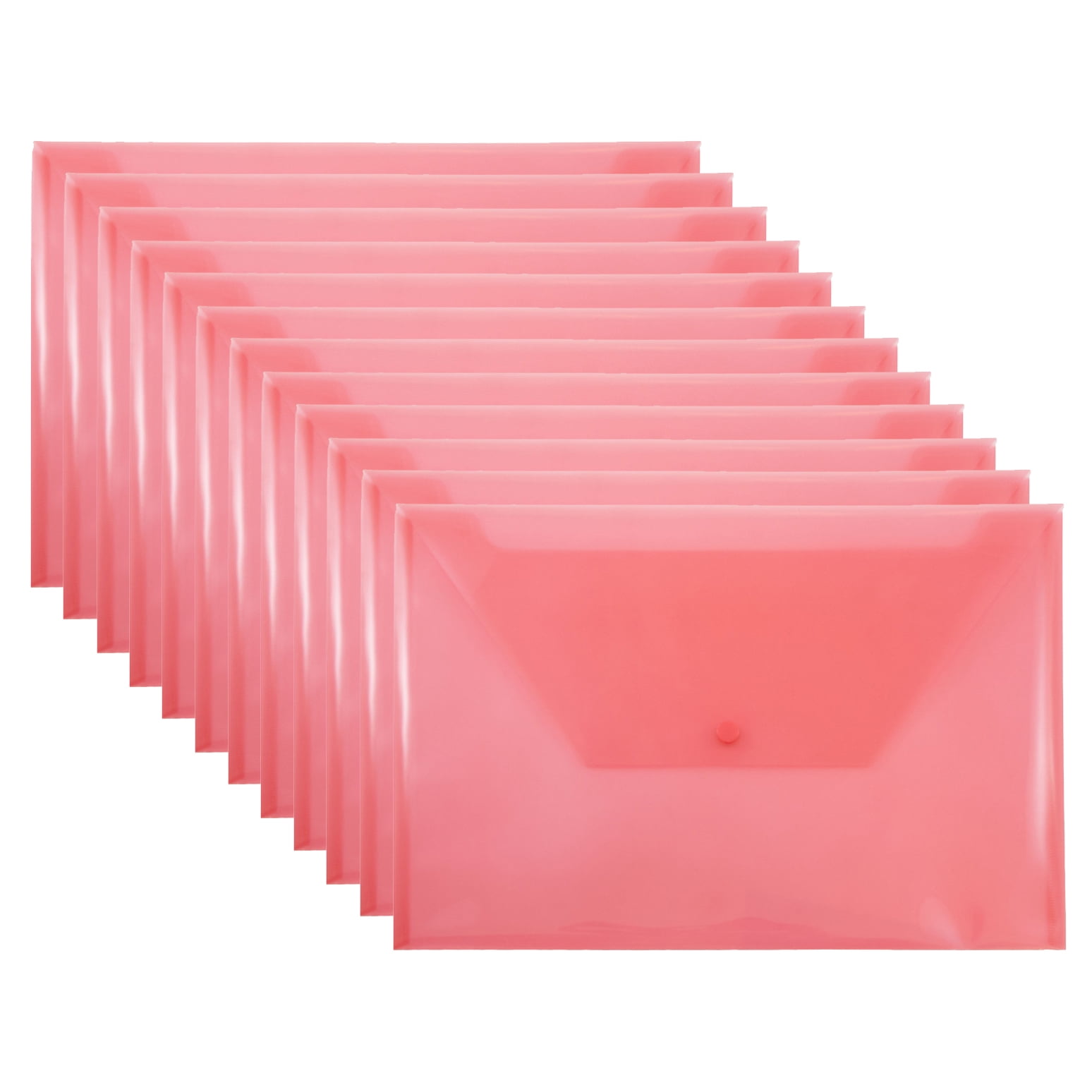 JAM Paper Plastic Snap Envelopes, 9.8x14.5, 12/Pack, Red