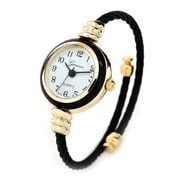 Excellent Watches-Black Gold Geneva Cable Band Women's Small Size Bangle Watch