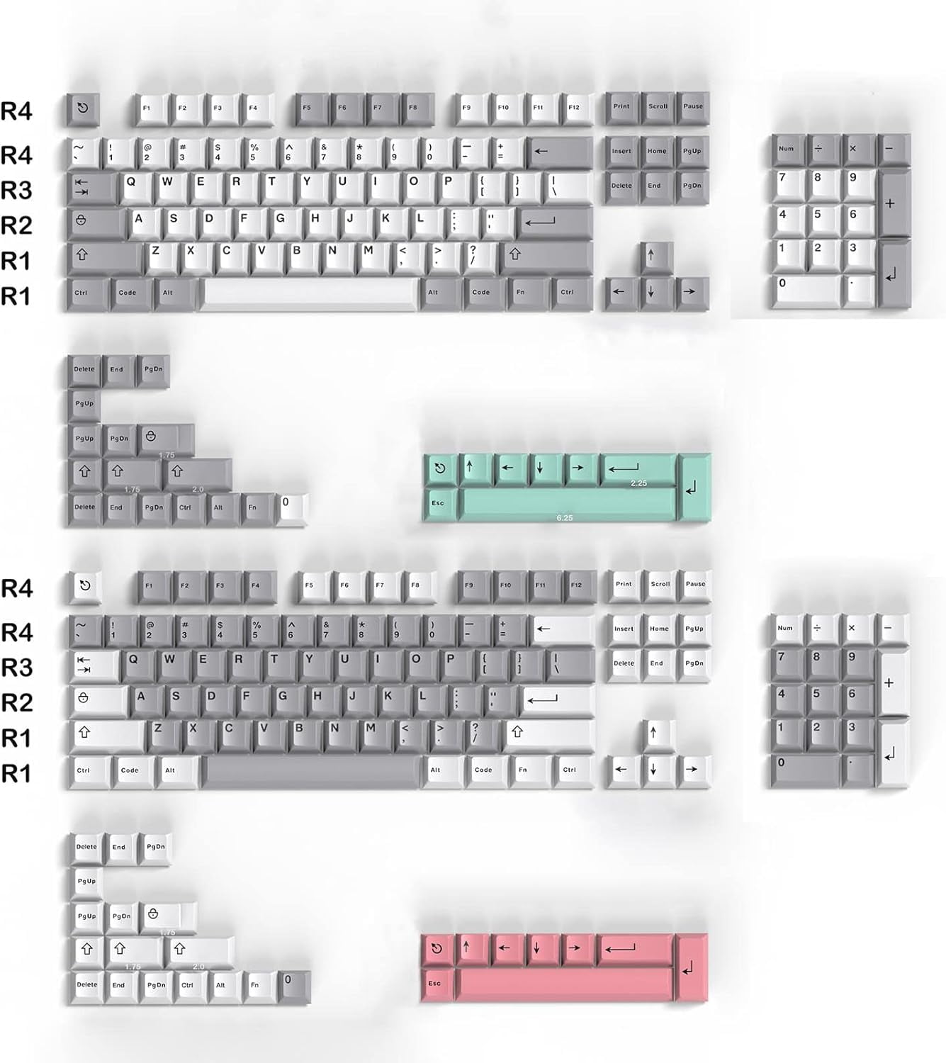 AIR-Custom Keyboard Keycaps 253 Keys Cherry Profile Doubleshot Modern Dolch Keycaps Set Fit for ...