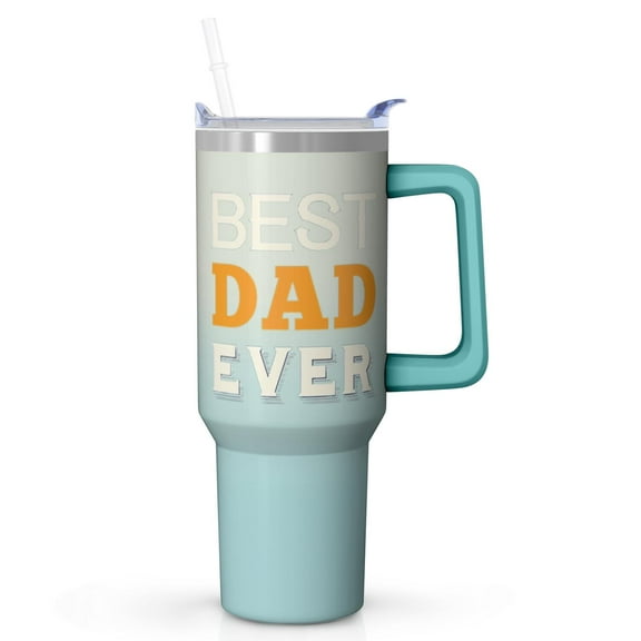 Best Dad Ever Tumbler Set 40oz Stainless Steel, Dad Gift with Insulated Cup Lid Straw, Father's Day Christmas Birthday from Son Daughter