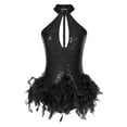 thumbnail image 3 of iiniim Sequins Leotard for Women Feathers Cocktail Ballroom Rumba Salsa Dance Dress Bodysuit Tops Black S, 3 of 7