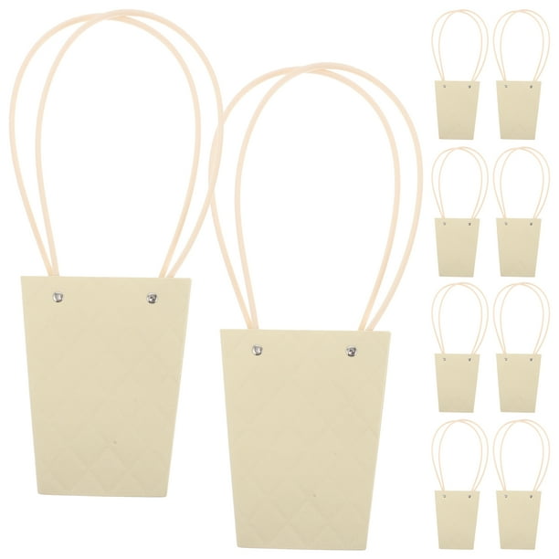 10 bolsas de papel kraft con asa para ramos de flores, ideal para arreglos florales, exhibiciones, regalos de boda y decoración de fiestas