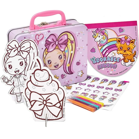 JoJo Siwa Tin Activity Set for Kids, Coloring, Stickers & Games, Multicolor