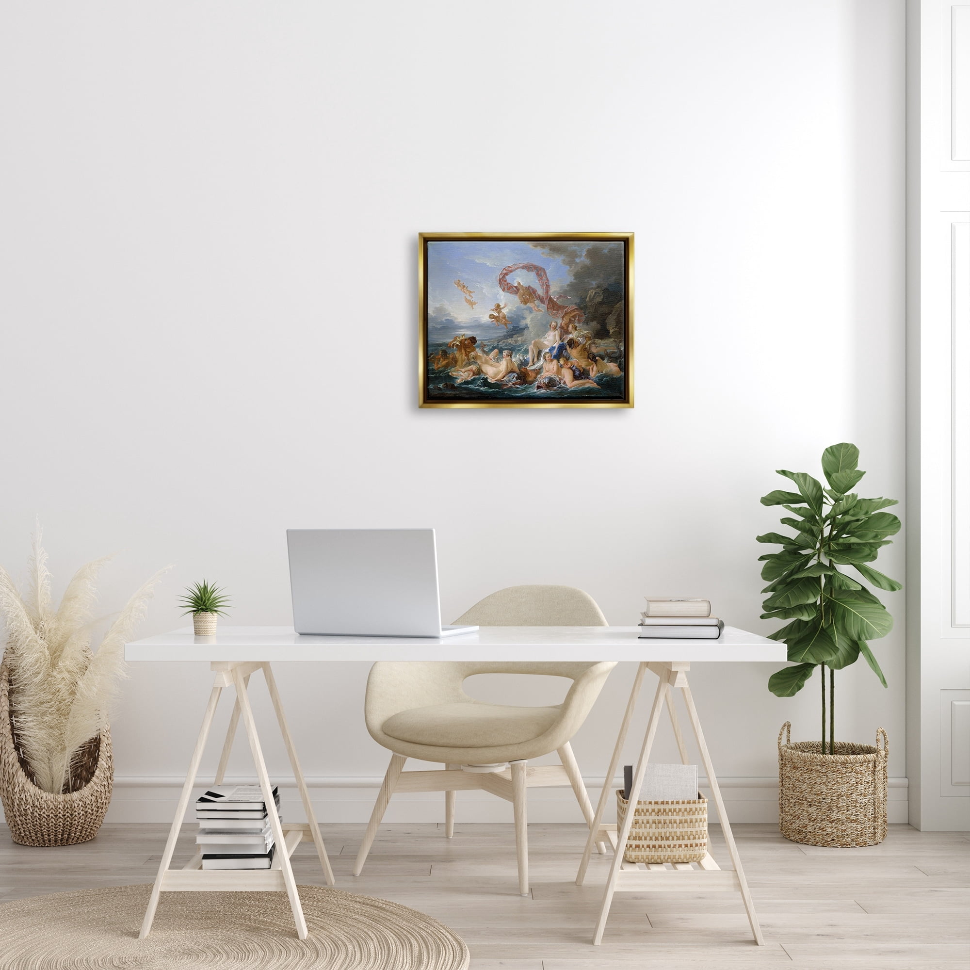 Stupell Industries The Triumph of Venus Francois Boucher Classic Painting Painting Metallic Gold Floating Framed Canvas Print Wall Art, Design by one1000paintings