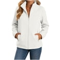 thumbnail image 2 of Mifsaly Womens Softshell Jacket Full Zip Stand Collar Windbreaker Long Sleeve Casual Outdoor Coat with Zipper Pockets White,S, 2 of 9