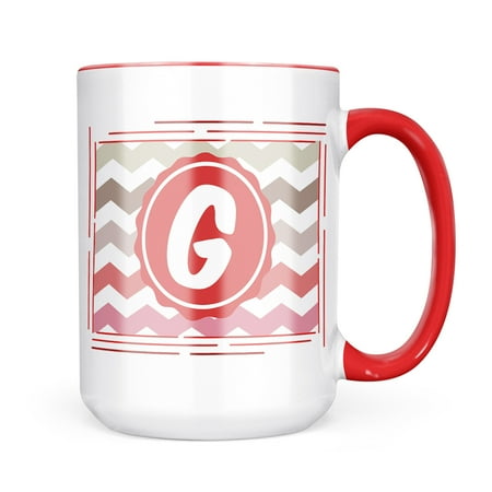 

Neonblond Monogram G Soft Pink Grey Chevron Mug gift for Coffee Tea lovers