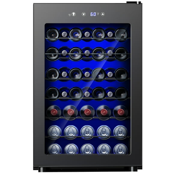 Simzlife 45 Bottle Wine Cooler Refrigerator,Built-in Wine Fridge with Stainless Steel Glass Door, for Home, Kitchen, or Office