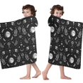 thumbnail image 4 of Black White Moon Leaf Flower Eye Pattern Hooded Bath Towel，60"x35" for Ages 3 To 12 Kids, Quick Dry Lightweight Soft Microfiber Hood Beach Towel Cover Up for Kids, 4 of 7