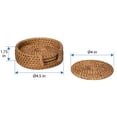 thumbnail image 5 of Kouboo Loma Round Rattan Coasters with Holder, Set of 4 Coaster, Cup Base Plates & Dishes Insulated Hot Pads Pot Living & Dining Room, Kitchen, Latte, 5 of 11