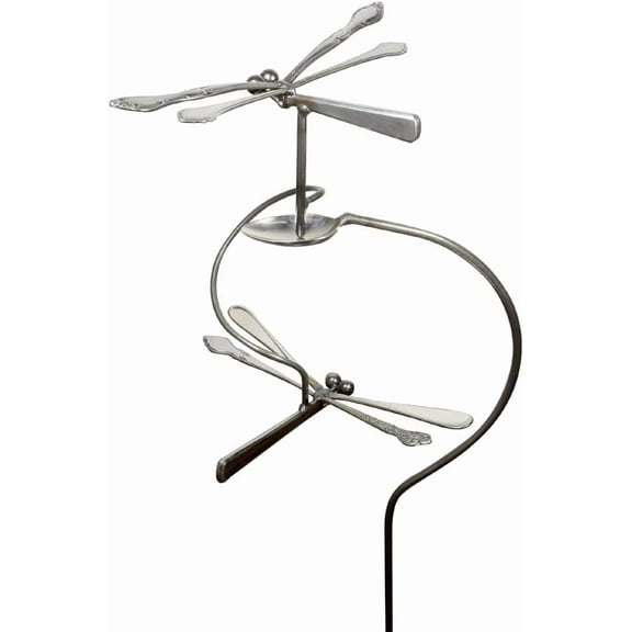 American Made Dancing Dragonflies Balancing Garden Stake and Upcycled Utensil Sculpture