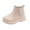 Beige, variant on Rokment Kids Chelsea Ankle Boots Girls Solid PU Leather Anti Slip Rubber Sole Easy On Off School Daily