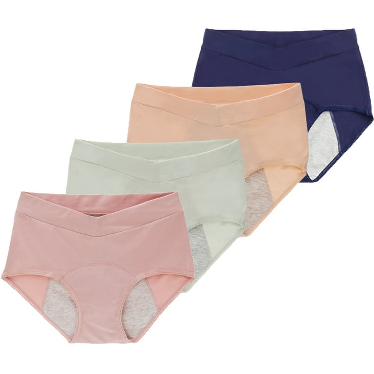 Xmarks Womens Menstrual Period Panties Cotton Leak Proof Underwear  Postpartum Protective Briefs 4 Pack 