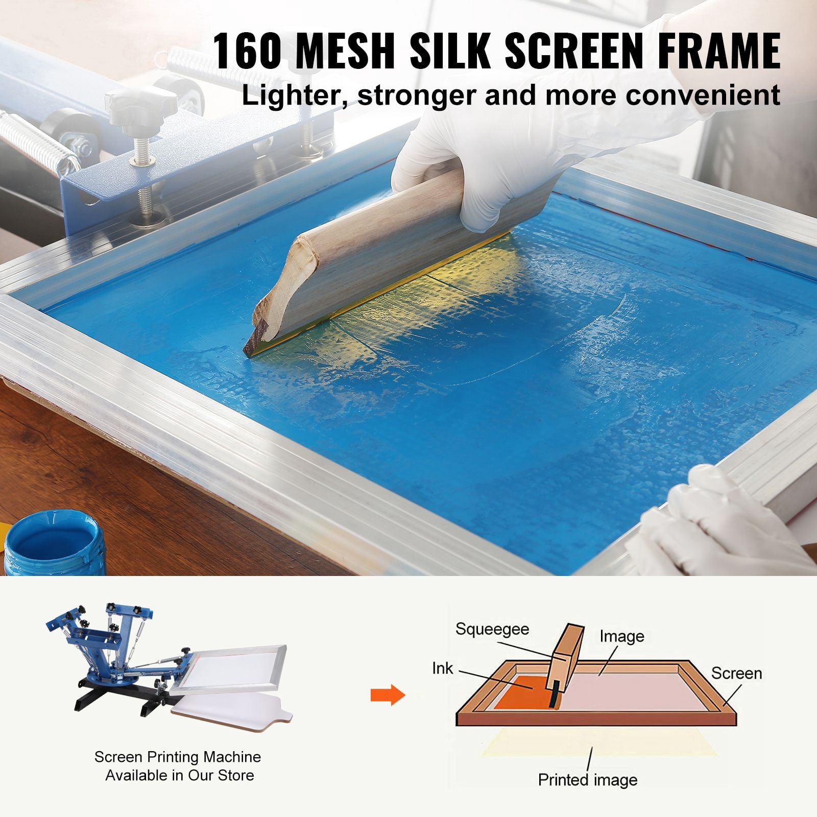 6-Piece Screen Printing Kit with 160 Mesh Aluminum Frames, 20"x24" Silk Screen Frames, High Tension Nylon Mesh, Sealing Tape for DIY T-Shirts