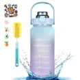 thumbnail image 1 of Botella Motivacional HAPPY ME 1lt con Popote Plástico Integrado Azul 2L, 1 of 8