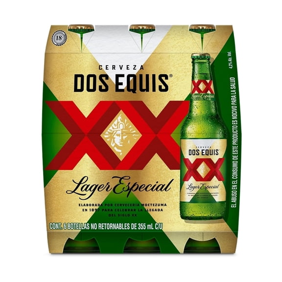 Cerveza clara Dos Equis lager special 6 botellas de 355 ml c/u