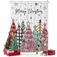 thumbnail image 2 of Christmas Tree Shower Curtain, Xmas Trees Snowflake Winter Waterproof Fabric Shower Curtains with 12 Hooks, Bathroom Curtain Set for Bathroom Accessories Decor, 54 x 78Inches, 2 of 9