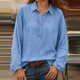 thumbnail image 4 of Xuyuer Womens Solid Lapel Long Sleeves Button Down Shirt Top Casual Basic Office Blouse Blouses for Women Shirts Printed Wrinkle-Free Dressy Casual Blouse Spring Summer Trendy, 4 of 4
