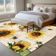thumbnail image 5 of Summer Sunflowers Large Area Rugs for Bedroom Living Room, Non Slip Carpet Bedside Rug, Pastoral Rose Floral Farmhouse Vintage Rectangular Floor Cover Kitchen Accent Rug 5'x7' for Dining Room/Office, 5 of 9