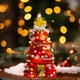 thumbnail image 1 of Árboles Decorativos De Plástico Árbol de Navidad pequeño iluminado de 25 cm con 20 conos LED y adornos para decoración navideña de escritorio, rojo (1 unidad) Rkxzt, 1 of 9