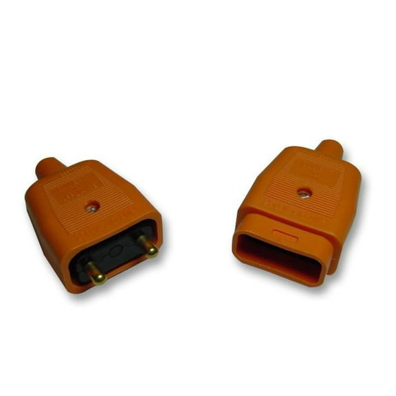 PERMAPLUG - 10A Rewireable 2-Pin Plug & Socket In-Line Power Connector, Orange
