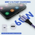thumbnail image 5 of Usb C Car Charger Fast Charging,AILKIN PD 60W Dual Usb Car Charger Adapter for Android Type C Car Charger Cigarette Lighter Adapter Socket with 2PACK Type C Charging Cable 6ft,Purple, 5 of 6