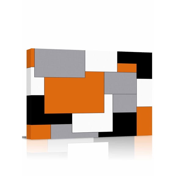 Orange Black Grey Wall Art for Living Room,Canvas Picture Wall Decor for Bathroom Bedroom,Middle Century Irregular Geo Abstract Art Painting Artwork for Office Hallway Dining Room Decor 16"x20"